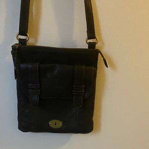 Fossil Black Leather Crossbody Bag